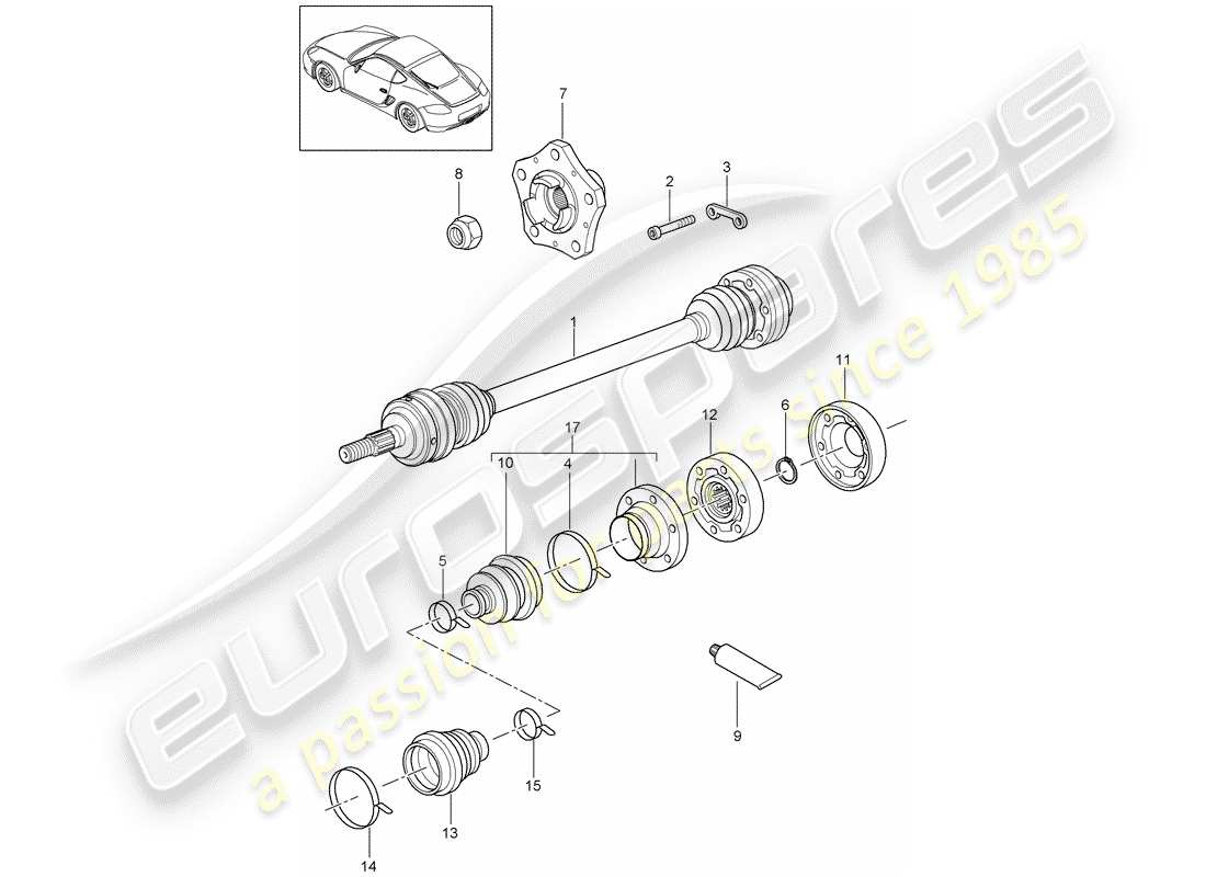 porsche cayman 987 (2010) drive shaft part diagram