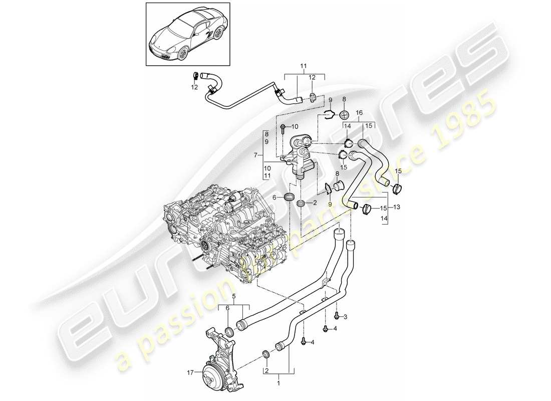 porsche cayman 987 (2010) connection part diagram