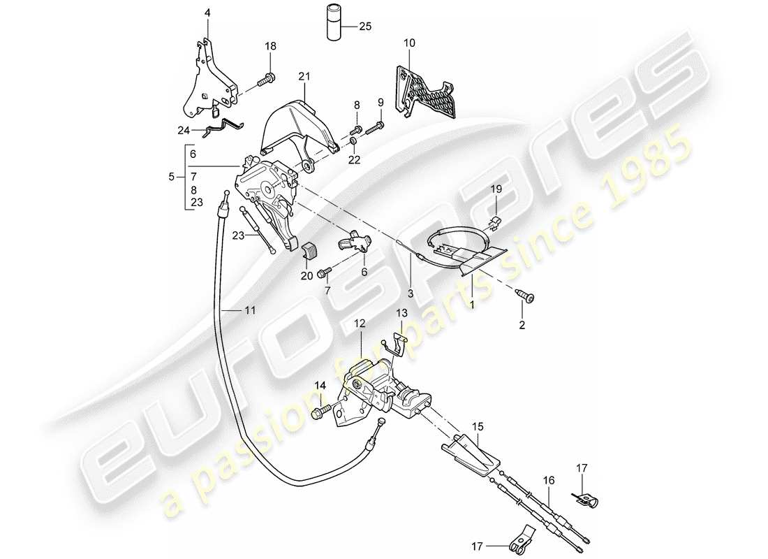 porsche cayenne (2006) foot-activated park brk lever part diagram