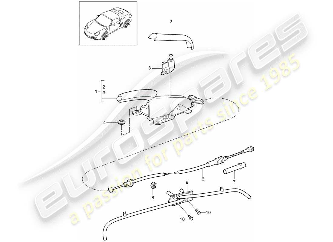 porsche boxster 987 (2010) handbrake part diagram