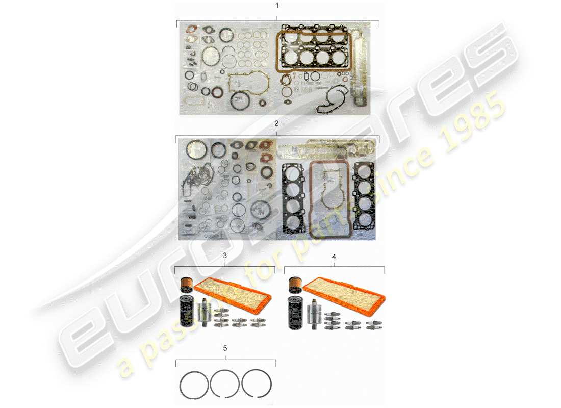 porsche 928 (1979) maintenance set - gasket set - repair kit part diagram