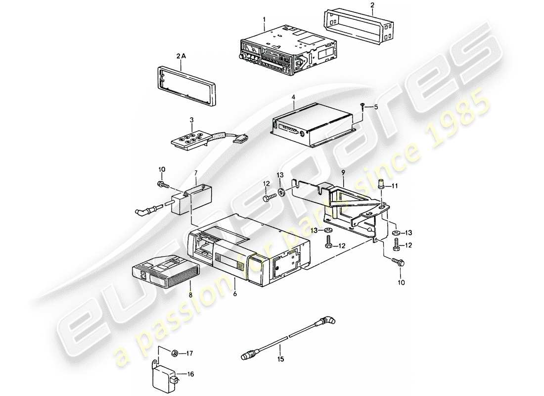 porsche 993 (1998) radio unit - amplifier - f >> 99-ts371 089 - d >> - mj 1995 part diagram