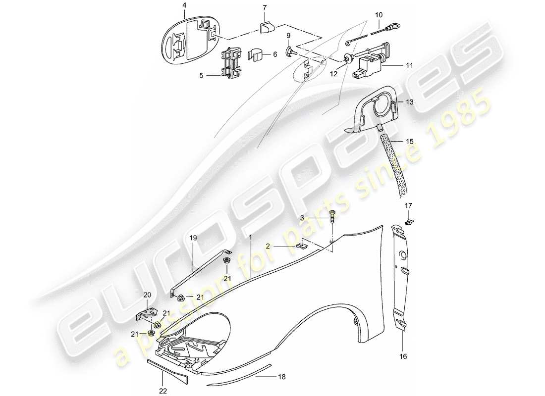 porsche 996 (2004) fender part diagram