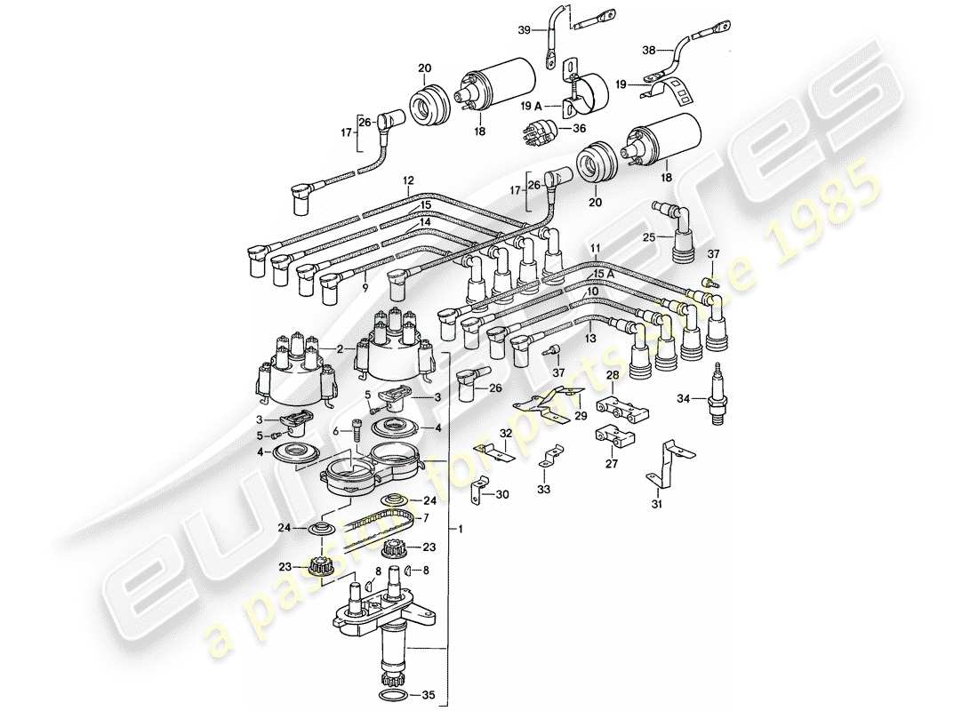 porsche 928 (1986) engine electrics - lh-jetronic part diagram