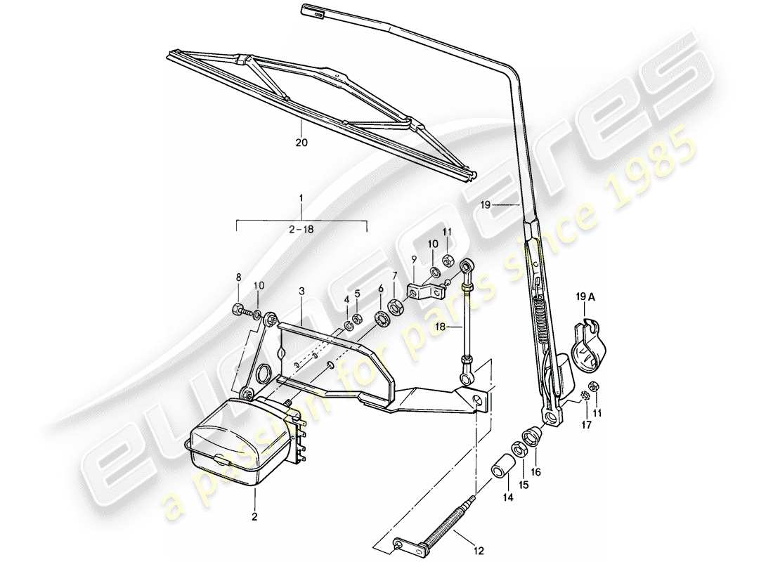 porsche 911 (1989) rear window wiper part diagram