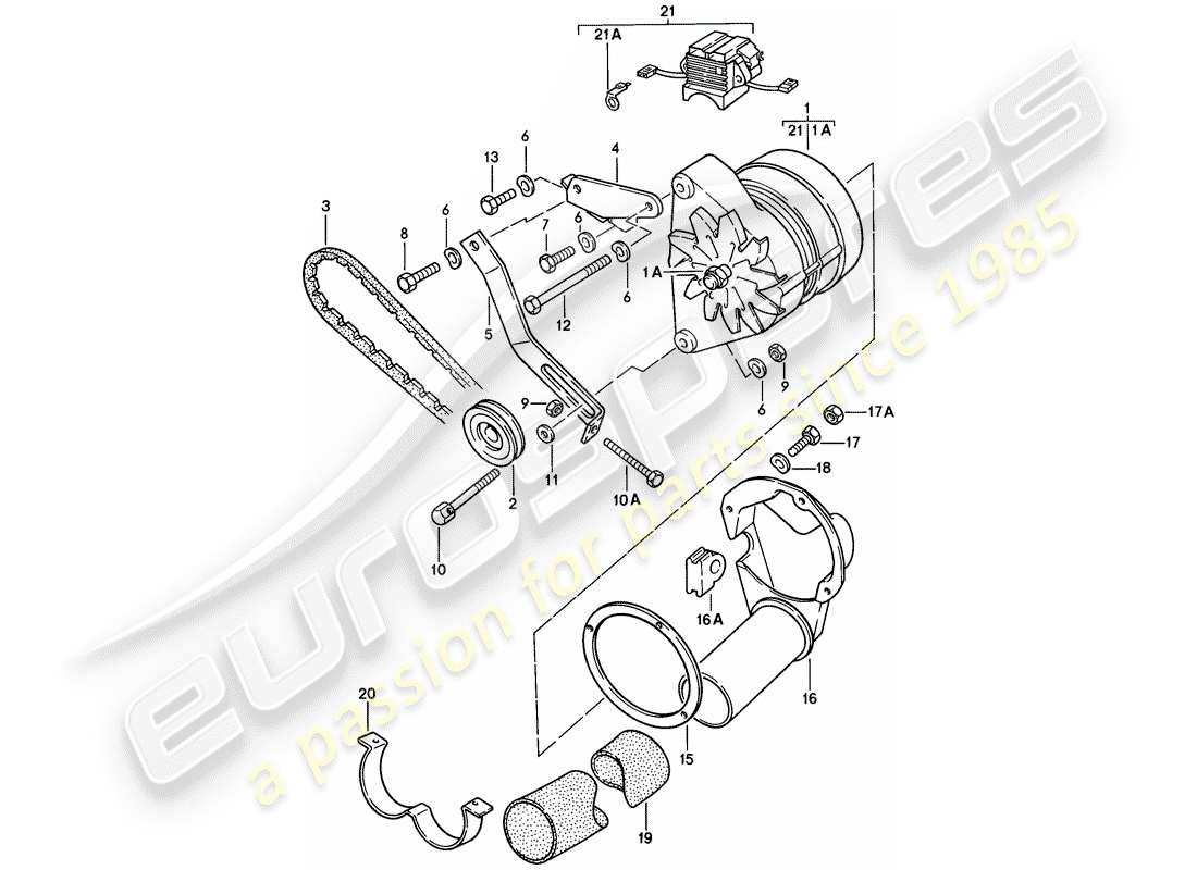 porsche 928 (1979) alternator part diagram