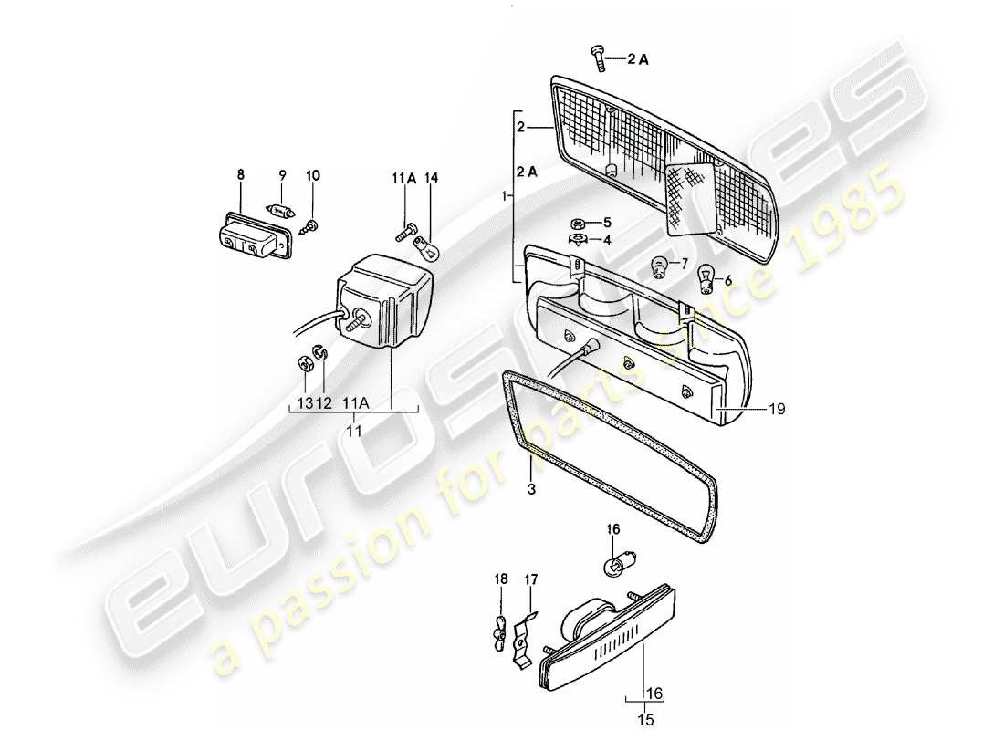 porsche 928 (1979) rear light part diagram