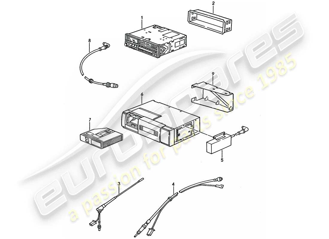 porsche 928 (1992) radio unit - installation parts part diagram