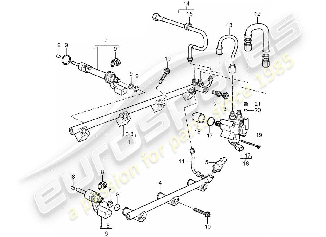 porsche cayenne (2010) fuel collection pipe part diagram