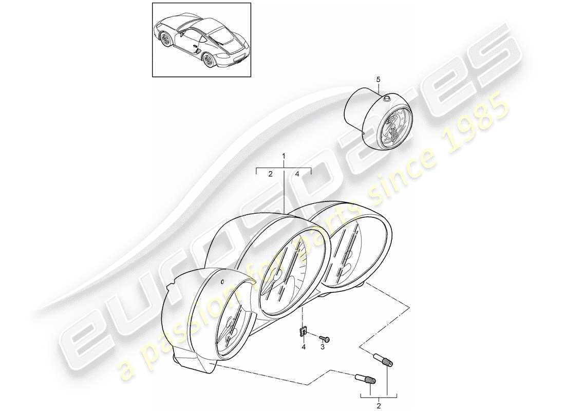 porsche cayman 987 (2010) instruments part diagram