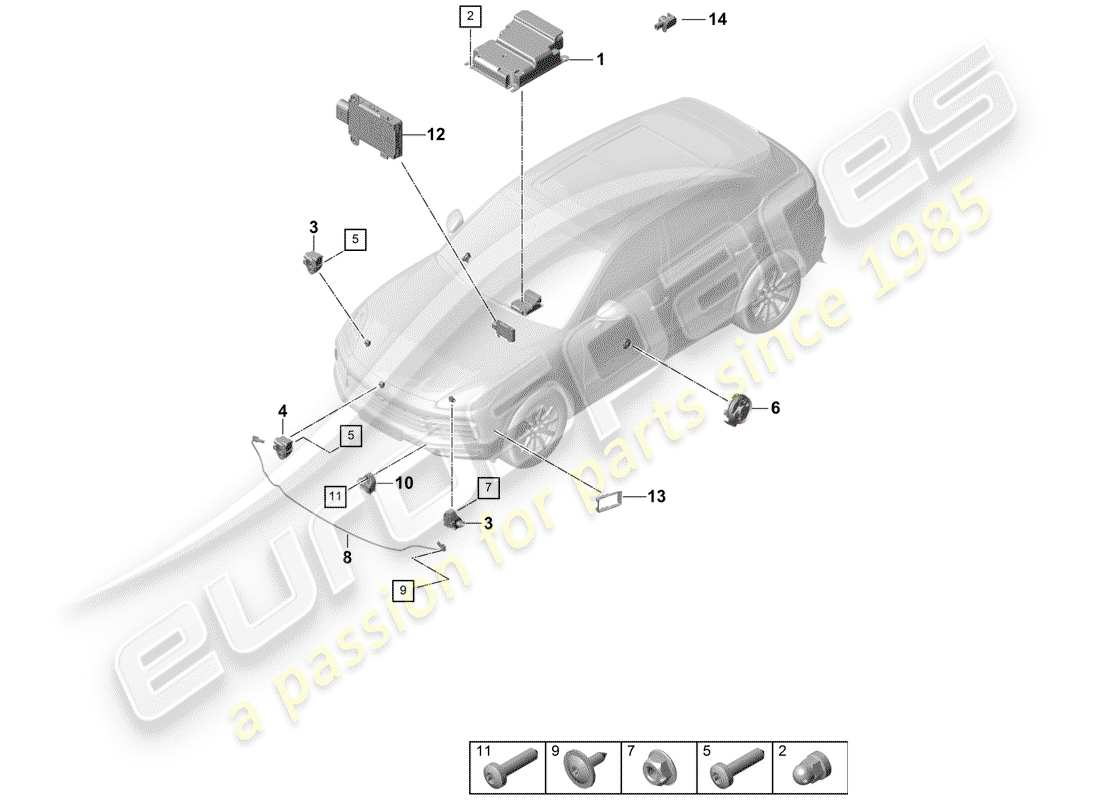 porsche cayenne e3 (2019) electronic control module part diagram