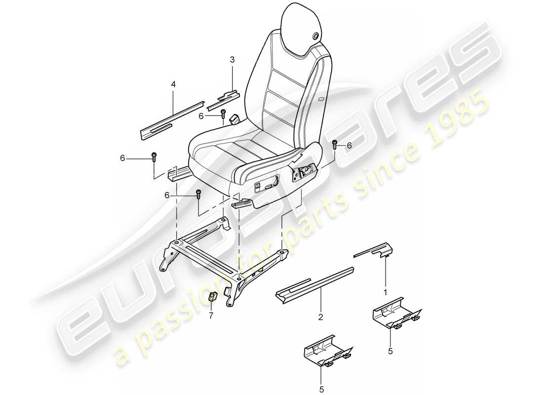 porsche cayenne (2008) front seat part diagram