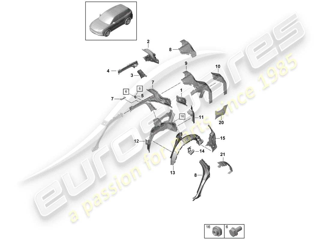 porsche cayenne e3 (2018) side panel part diagram