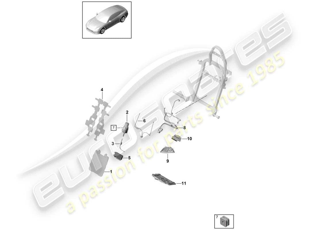 porsche panamera 971 (2017) lumbar part diagram