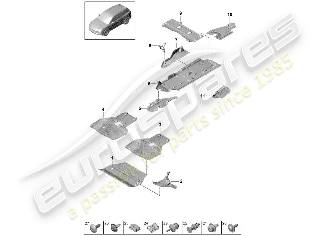 porsche cayenne e3 (2020) lining part diagram