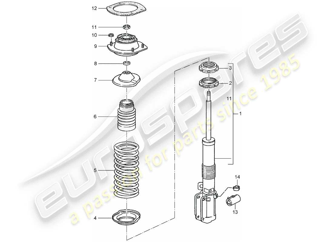 porsche 993 (1995) suspension - shock absorber strut - new design - see technical information - group 4 - nr. 145/15 - nr. 7/16 - modification - accessories - attention part diagram