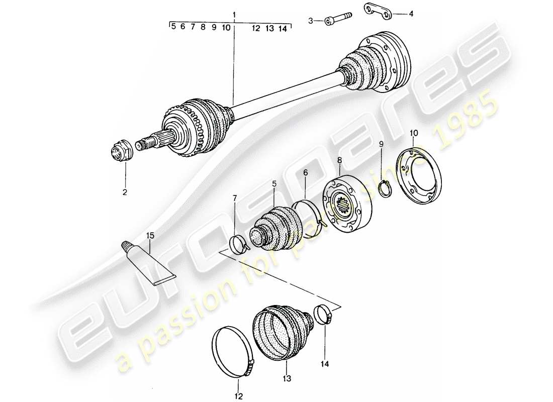 porsche 993 (1996) drive shaft part diagram