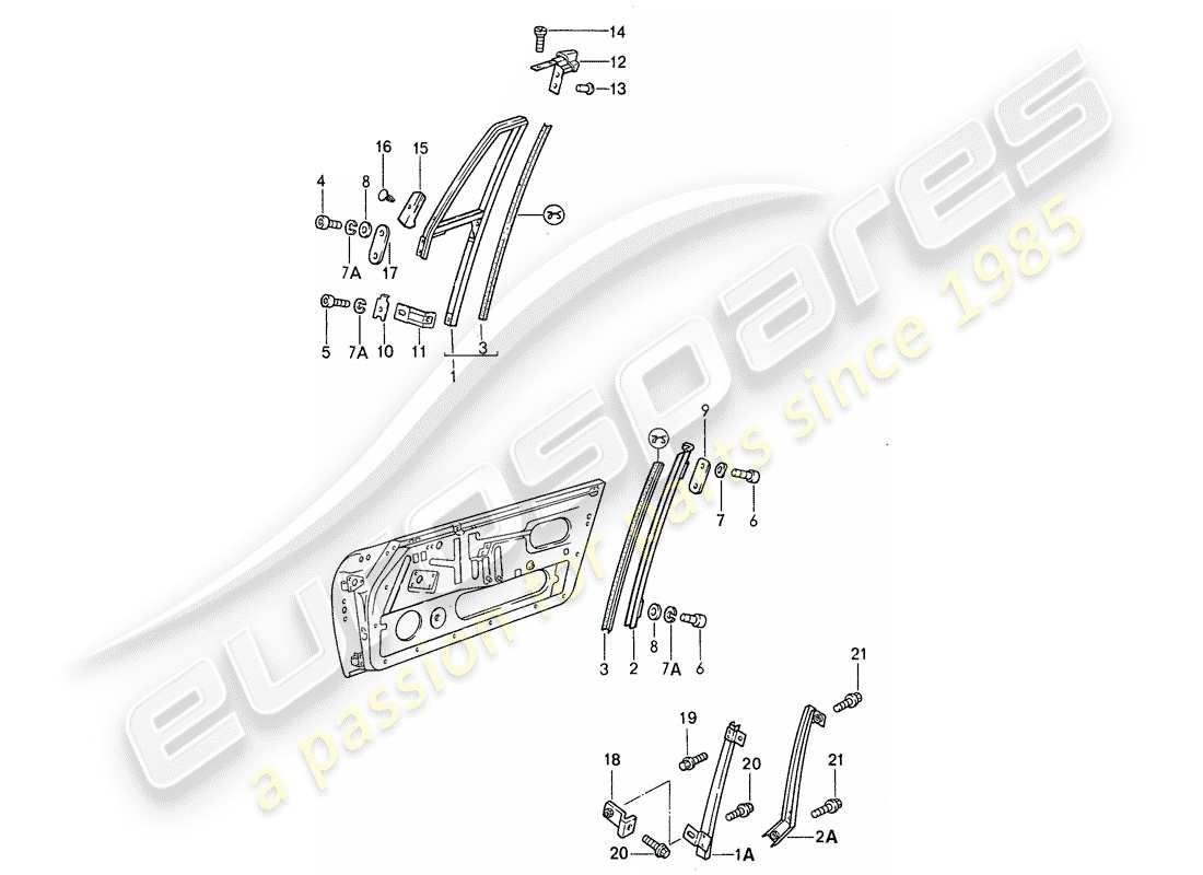 porsche 911 (1989) window frame part diagram