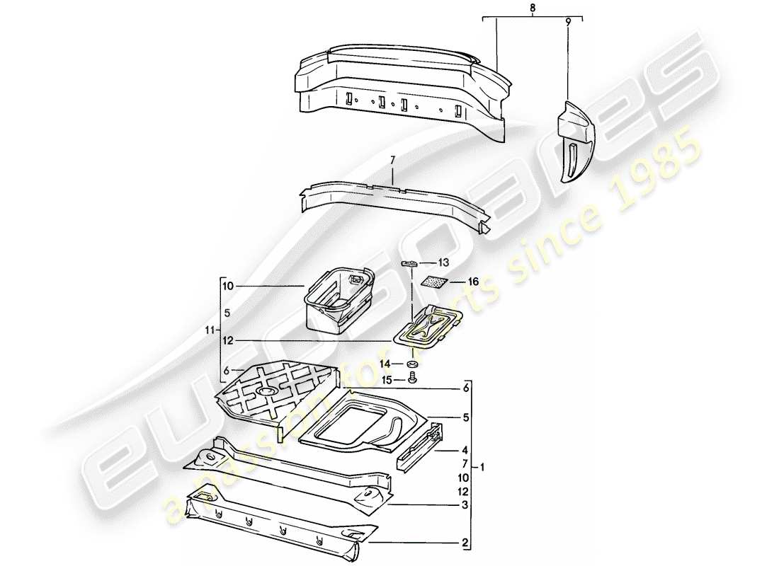 porsche 928 (1979) frame - rear end part diagram