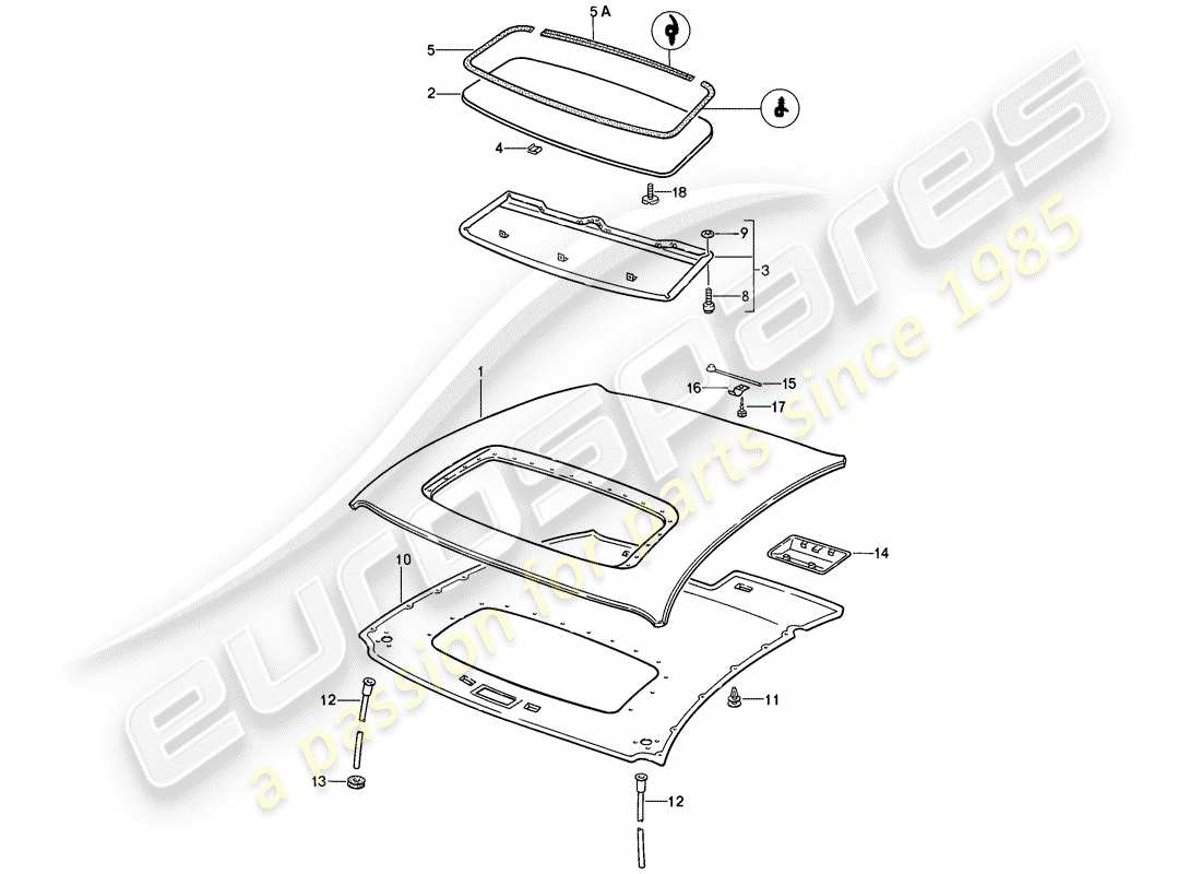 porsche 928 (1980) electric - sunroof part diagram