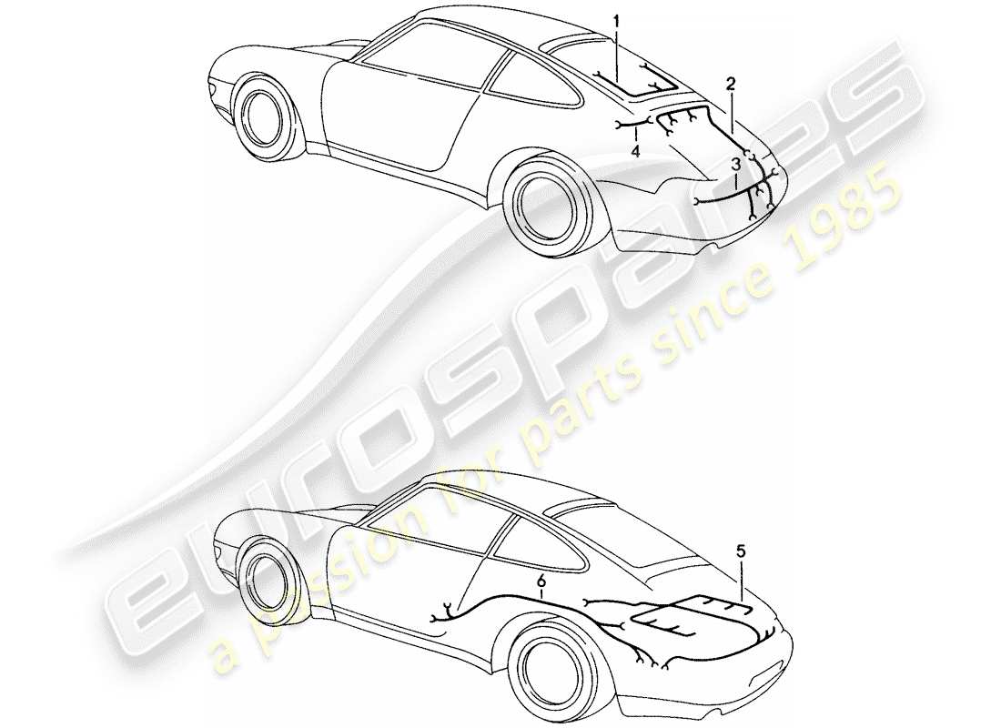 porsche 993 (1998) wiring harnesses - rear end - engine - - dme - part diagram