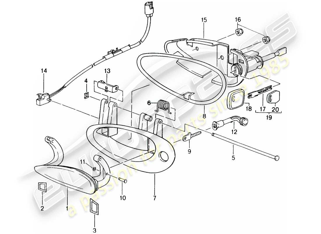 porsche 996 (2005) handle part diagram