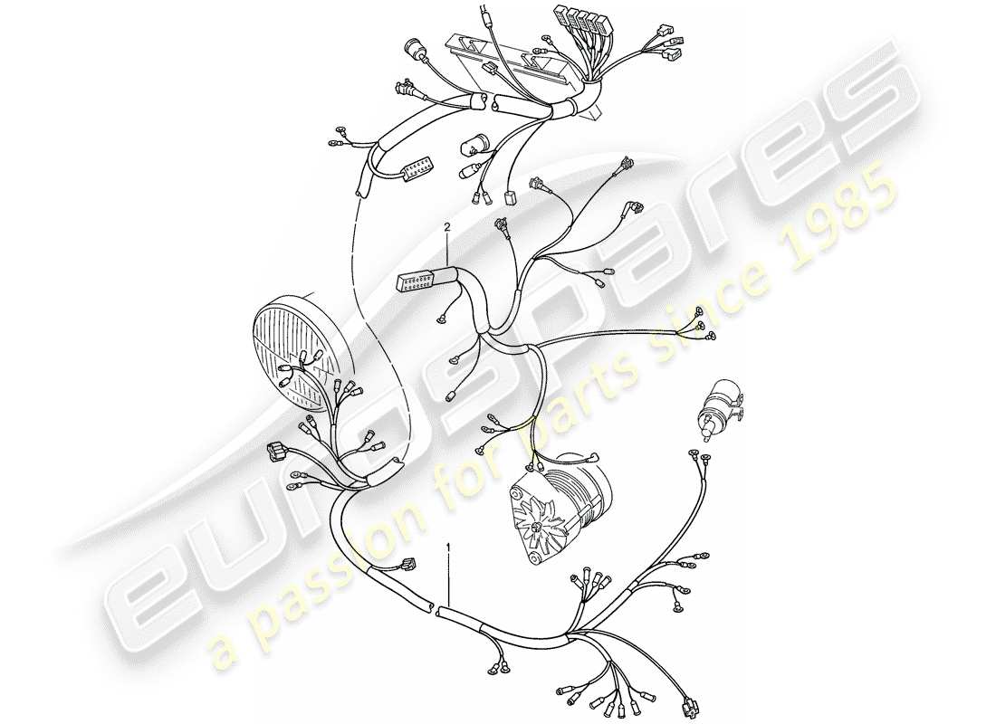 porsche 928 (1980) harness - front luggage compartment - engine part diagram