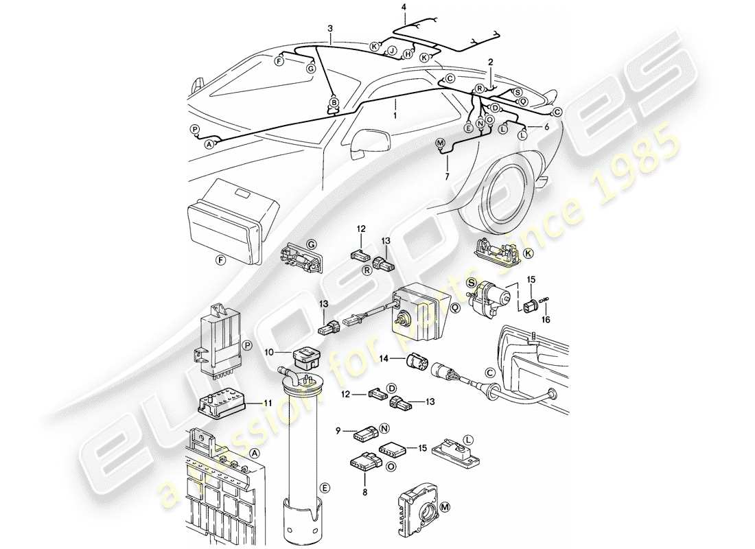 porsche 928 (1983) harness - rear end part diagram