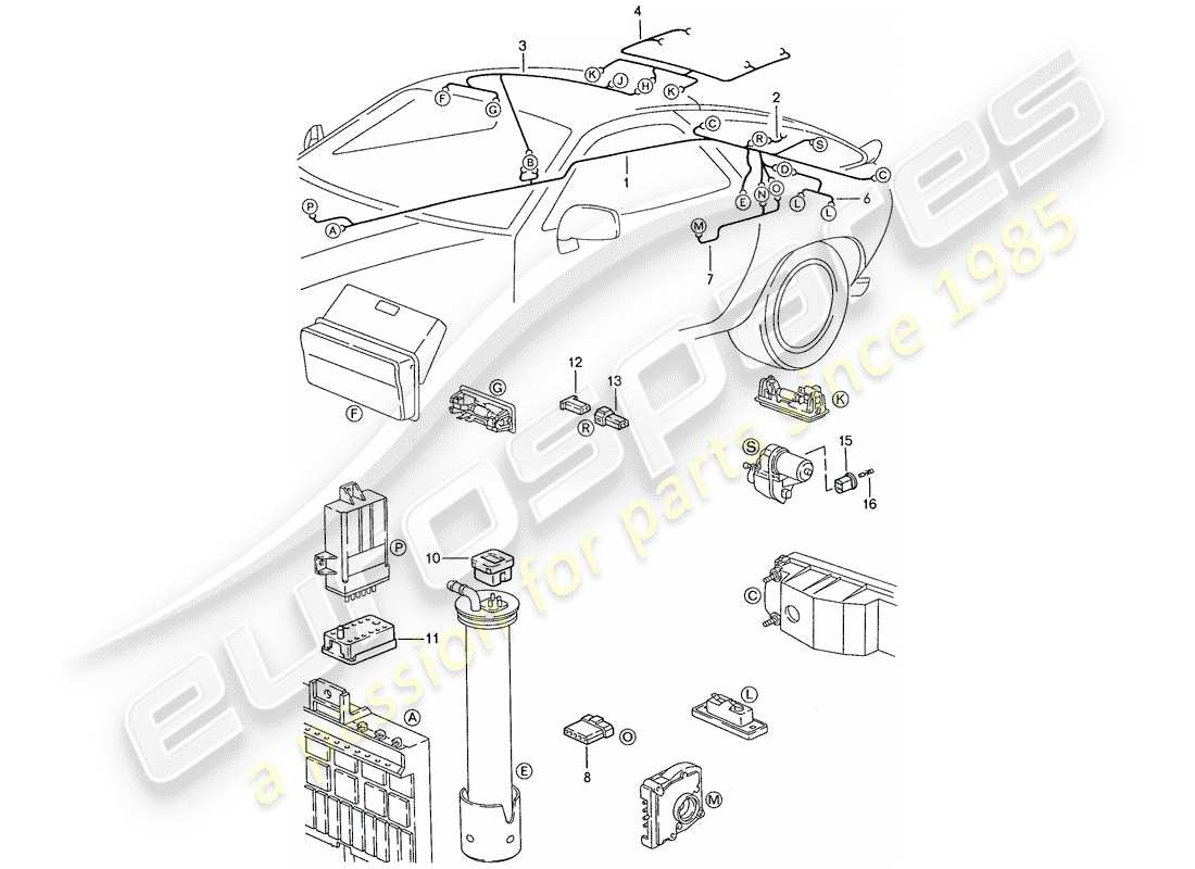 porsche 928 (1987) harness - rear end part diagram