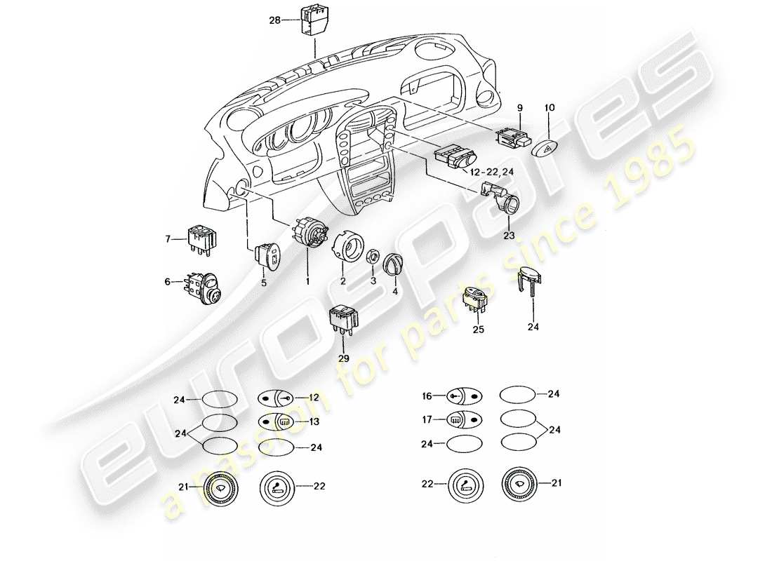 porsche 996 gt3 (2001) switch part diagram