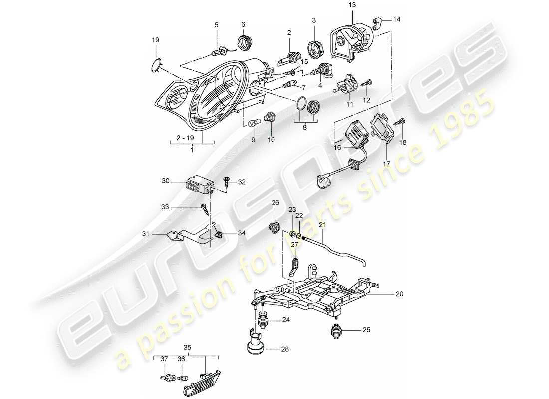 porsche 996 gt3 (2001) headlamp - turn signal repeater - d - mj 2003>> part diagram