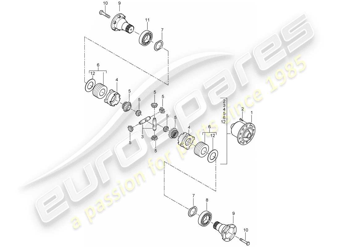 porsche 996 gt3 (2005) limited slip differential - complete - and - repair kits part diagram