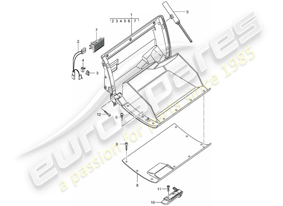 porsche 996 (2002) glove box - d - mj 2002>> part diagram