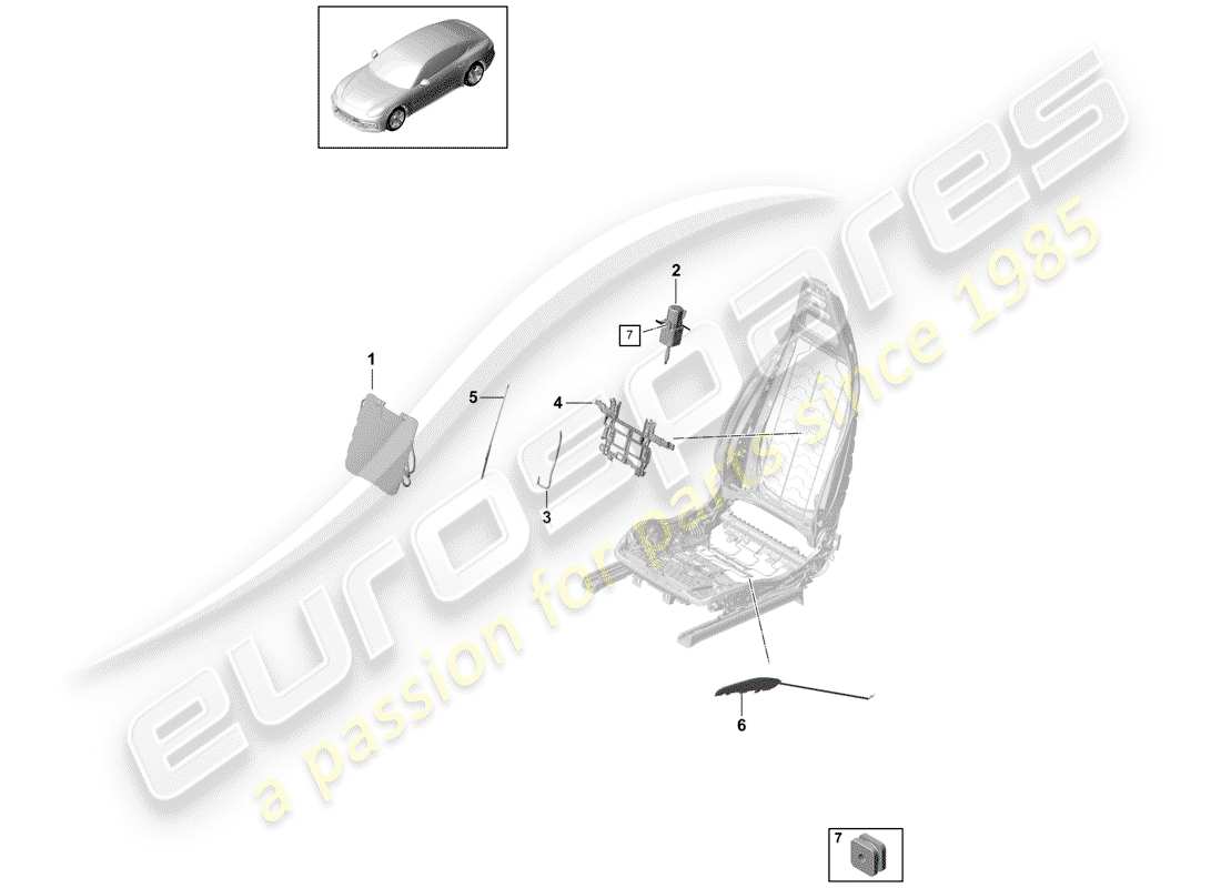 porsche panamera 971 (2019) lumbar part diagram