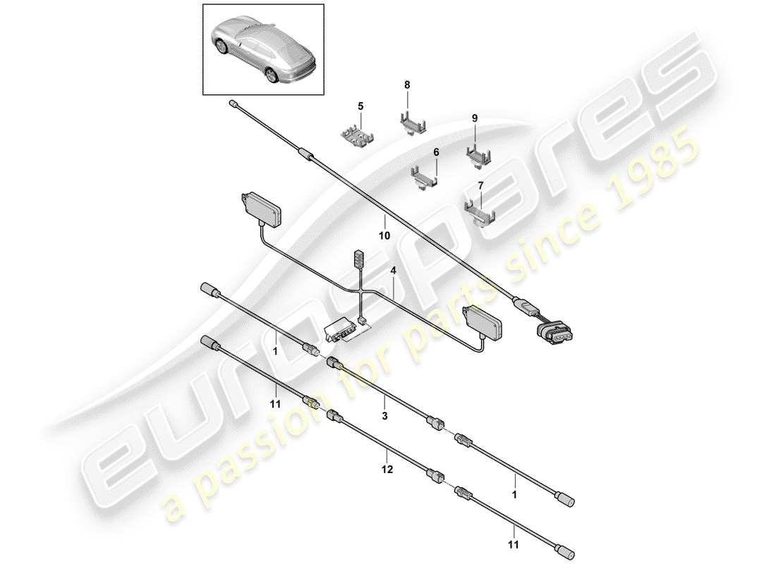 porsche panamera 971 (2020) antenna connecting cable part diagram