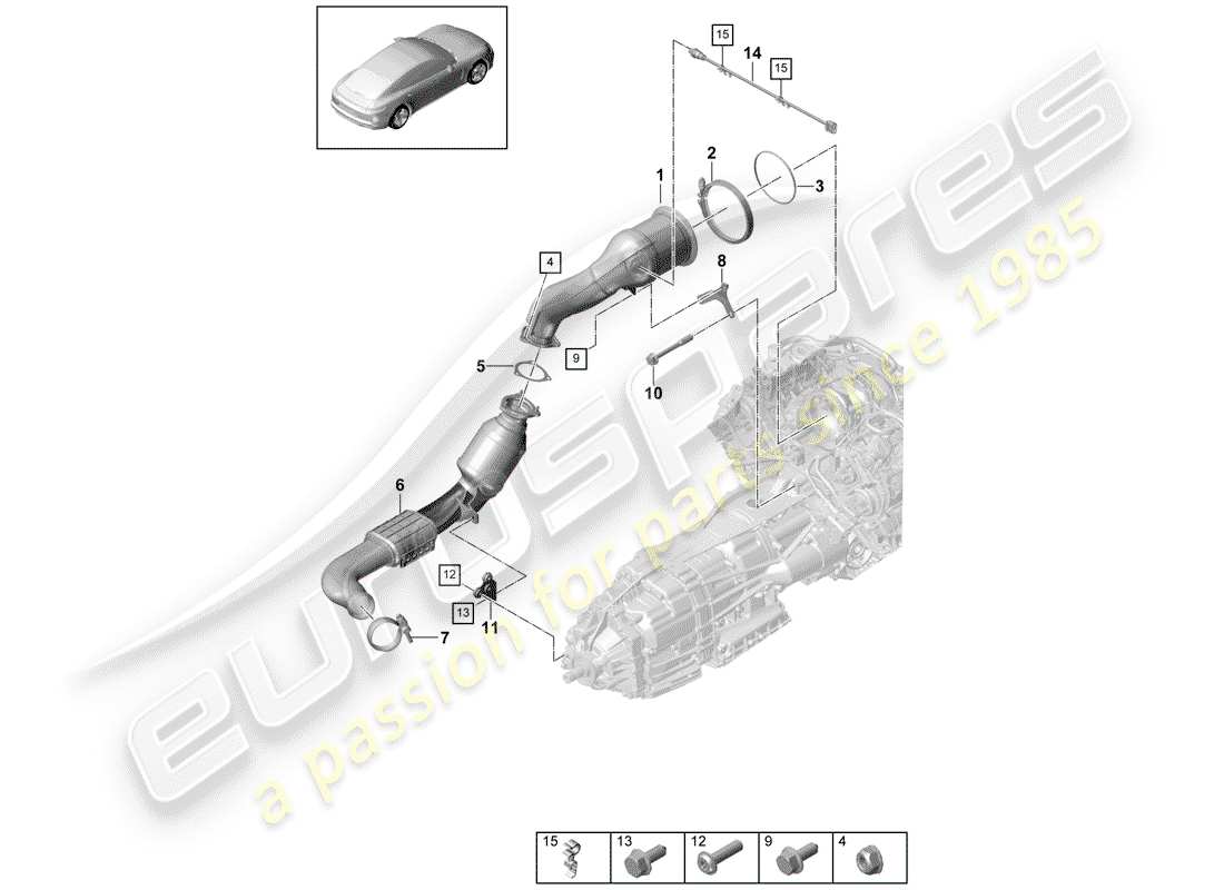 porsche panamera 971 (2018) exhaust system part diagram