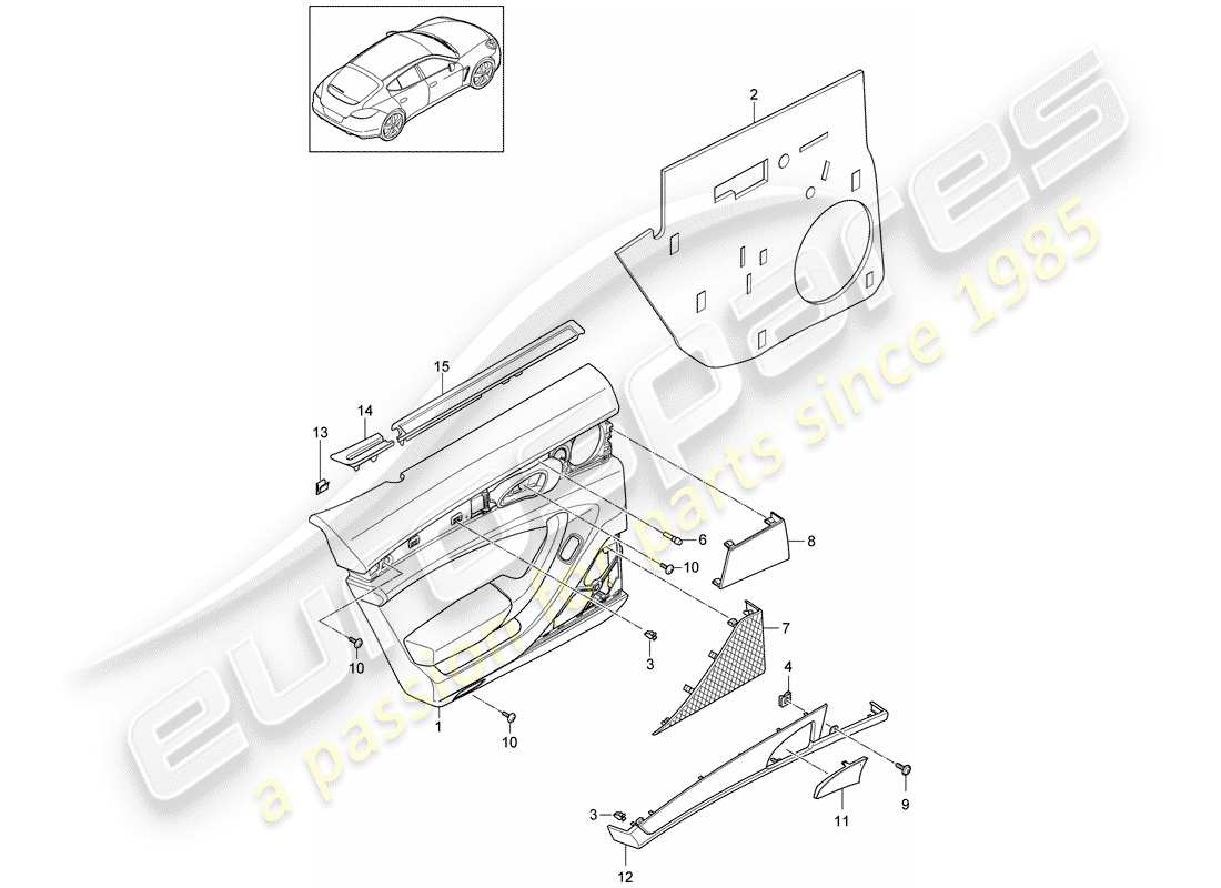 porsche panamera 970 (2013) door panel part diagram