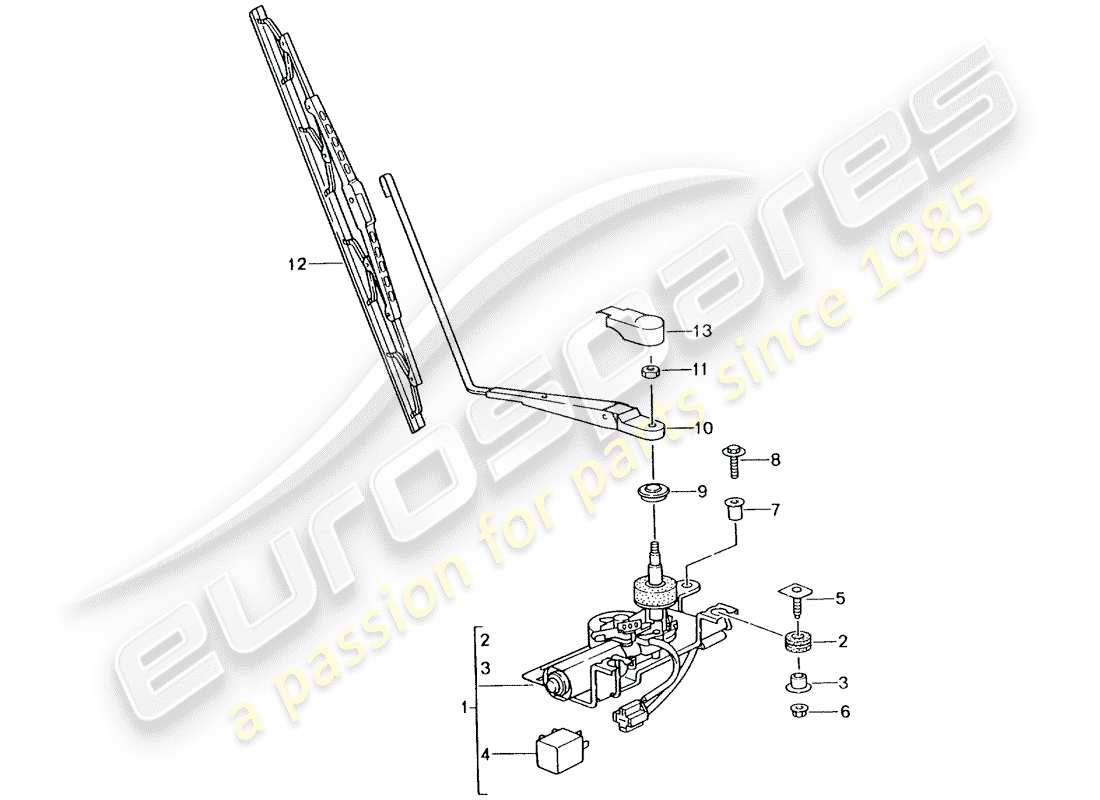 porsche 996 t/gt2 (2001) rear window wiper part diagram