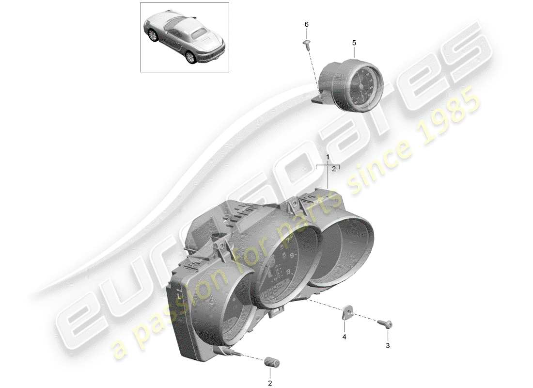 porsche 718 boxster (2019) instrument cluster part diagram