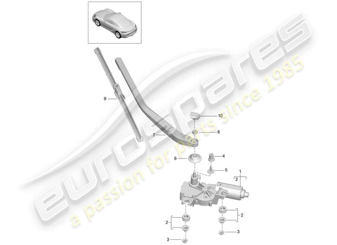 porsche 718 cayman (2017) rear window wiper part diagram