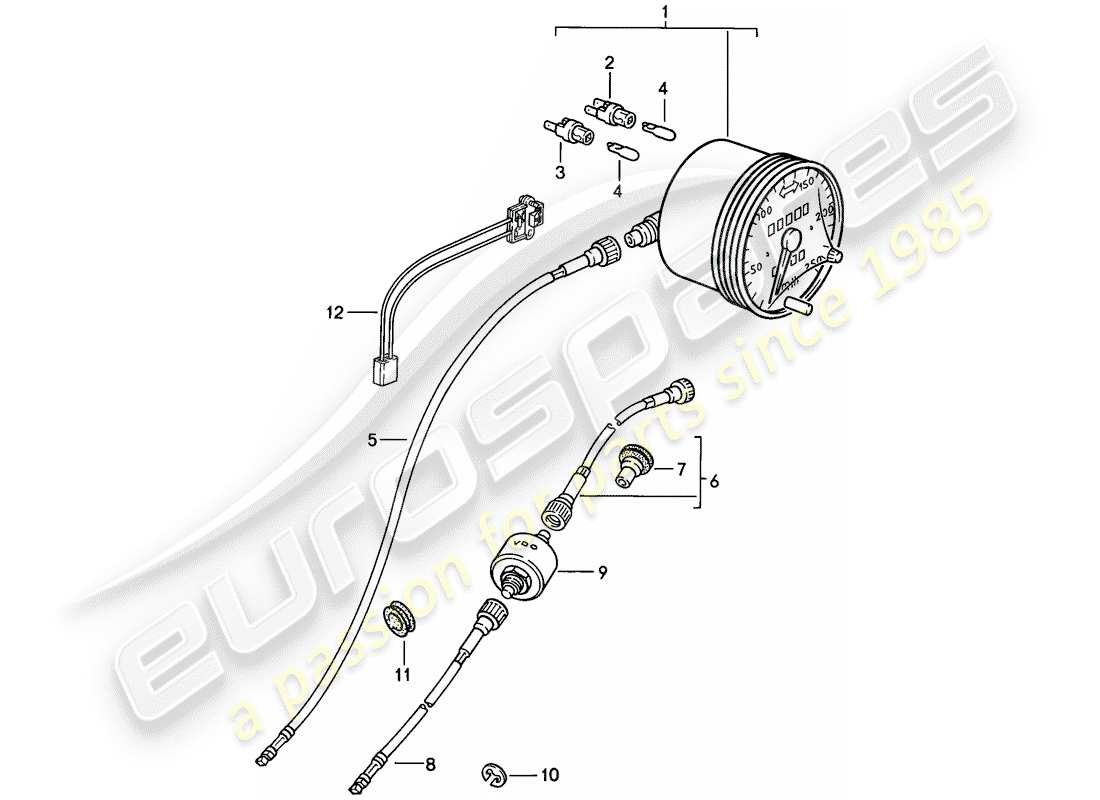 porsche 944 (1983) speedometer part diagram