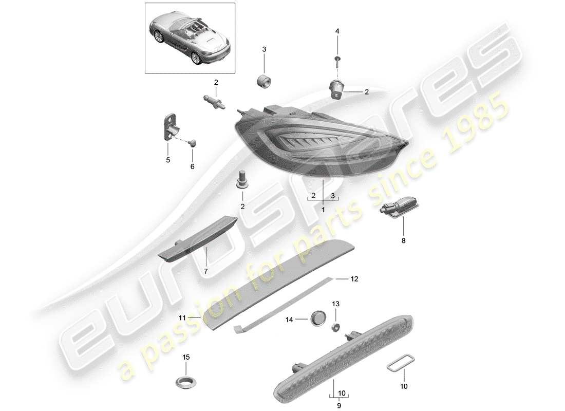 porsche boxster 981 (2015) rear light part diagram