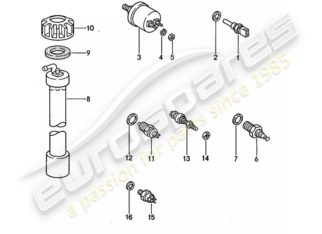 porsche 944 (1989) switch - and - sensor part diagram