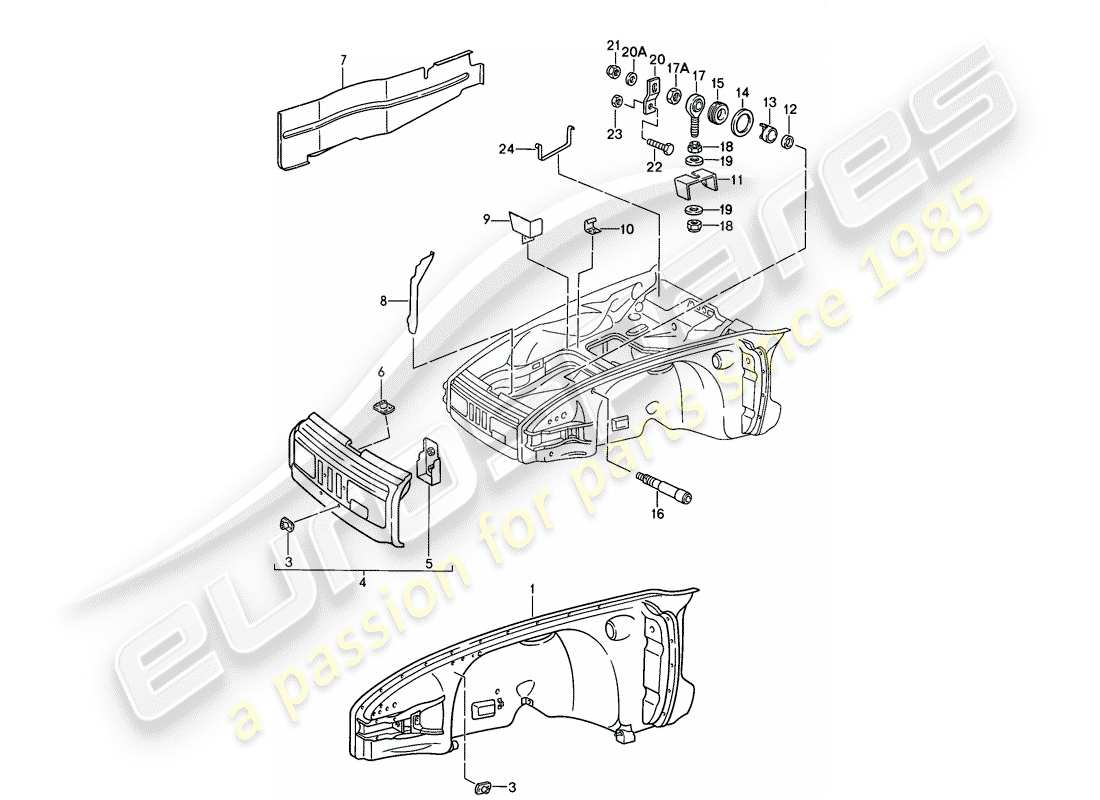 porsche 911 (1987) special model - flatnose design - interior panelling part diagram