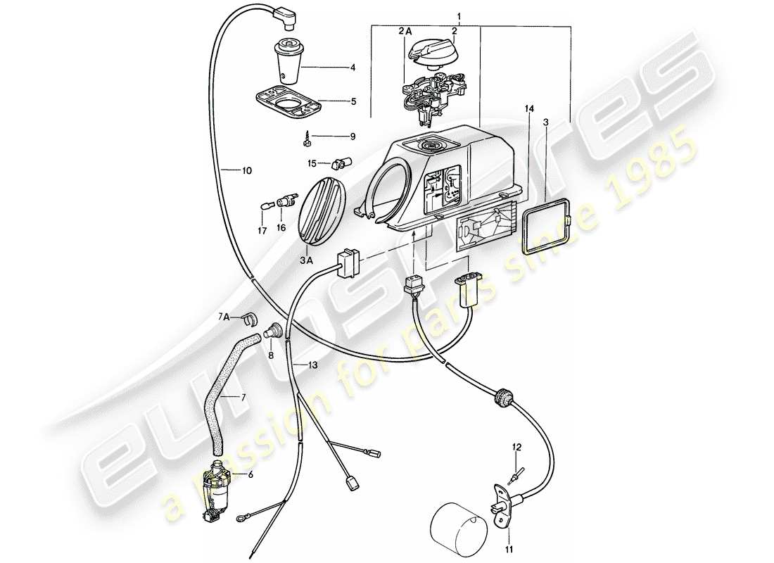 porsche 911 (1986) heating system 1 part diagram