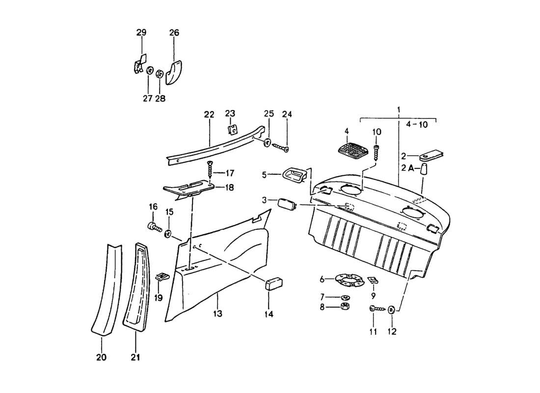 porsche 964 (1994) interior equipment part diagram