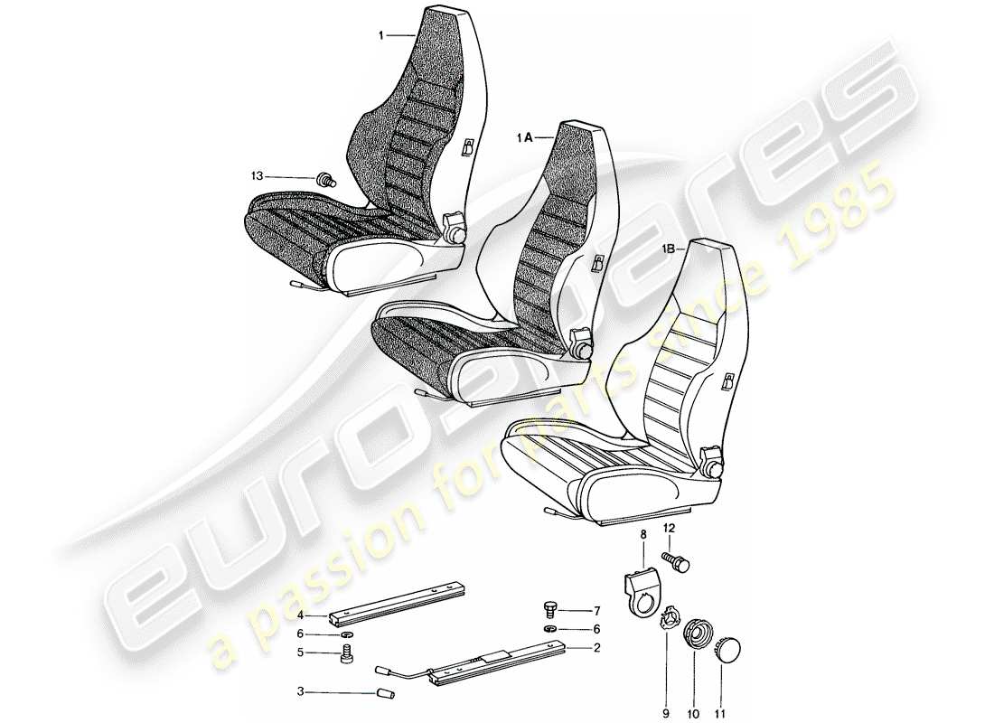 porsche 944 (1983) sports seat - complete part diagram