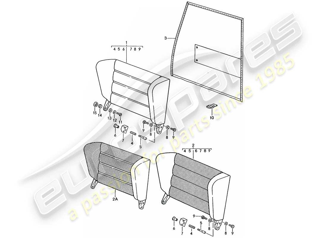 porsche 911 (1984) emergency seat - backrest part diagram