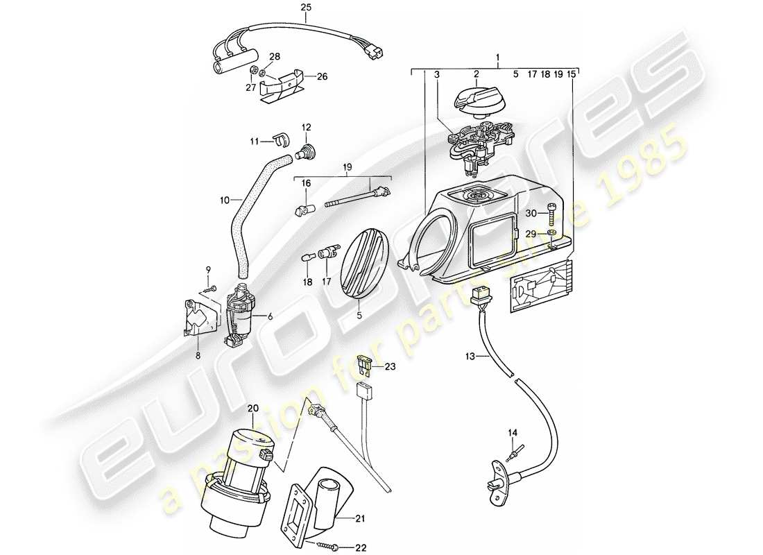 porsche 911 (1987) heater - additional blower part diagram