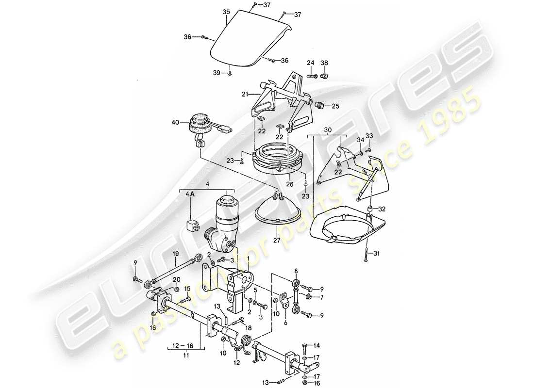 porsche 911 (1987) special model - flatnose design - pop-up headlight part diagram